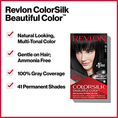 Перманентная боя за коса от Revlon, Перманентная боя за коса Colorsilk със покритие седины, Без амоняк, кератин и амино