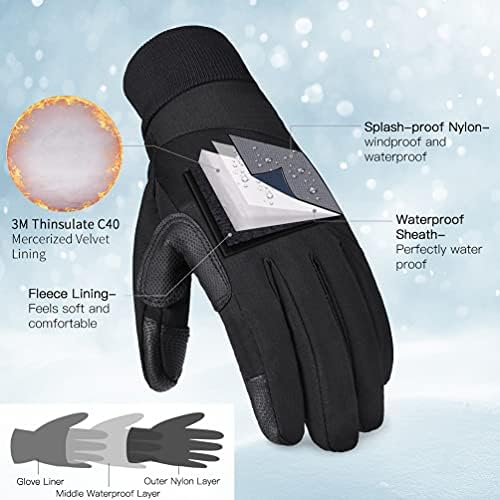 OKIDSO Непромокаеми Зимни Ръкавици За мъже И Жени - Топлите Зимни Ски Ръкавици Thinsulate Сензорен екран за бягане в Студено
