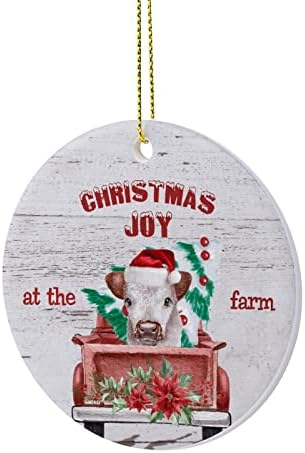 Коледни Украси в памет Селска Камион Коледна Радост на ферма Керамични Украшение Идеален Подарък за Украса на Коледна Елха