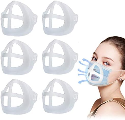 [6 бр] 3D Скоба за маски Вътрешна поддържаща рамка Защитно червило Може да се пере многократно, за да се увеличи