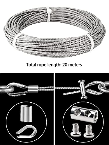 Комплект въжета TooTaci 1/8 , Комплект въжета с покритие от неръждаема стомана 66 фута/20 м, 1/8-inch Въже