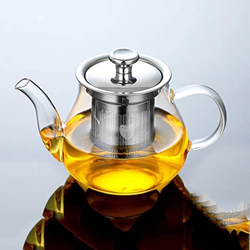 Стъклена чайника с Подвижна Заварочным затвор от неръждаема стомана, за да Цъфтят чай и Хлабав Ламарина, чай, Може да се използва в микровълнова печка (Размер: 400 мл)