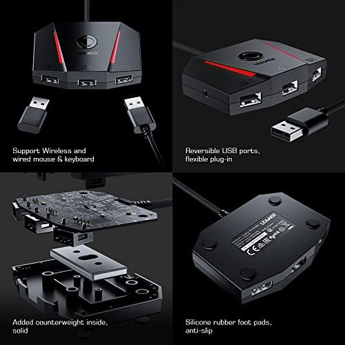 Адаптер за клавиатура и мишка за игралната конзола Leadjoy VX2 AimBox с кабелен интернет, Съвместими с Nintendo Switch/Xbox Series X, Xbox One, PS4, PS5, аудио система с 3.5 мм