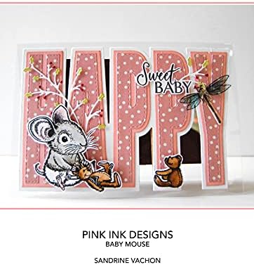 Прозрачен печат Baby Mouse A7 с шарени Розово Мастило