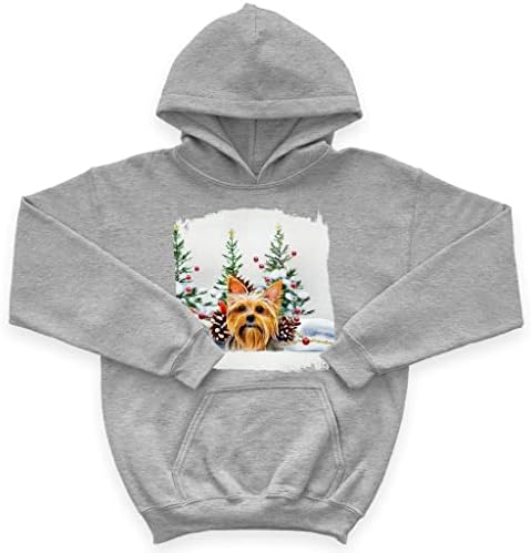 Детска hoody от порести руно Yorkie Face - Коледна Детска hoody с графичен дизайн - Hoody с принтом за деца