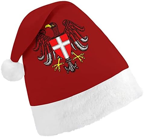 Флаг на Виена Коледна Шапка Мек Плюшен Шапчица Дядо Коледа Забавна Шапчица за Коледно Новогодишната Празнична