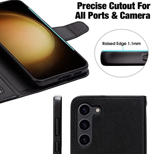 Чанта, съвместима с Samsung Galaxy S23 5G, една чанта-портфейл, флип калъф-за награда [Стойка] с RFID-блокиране
