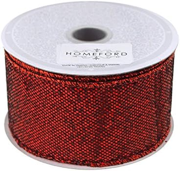 Коледна лента Homeford Металик Disco Bling, 2 Инча, 10 Ярда (червен)