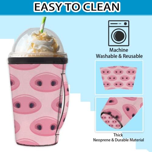 Розово Pig Чучур за многократна употреба Кафе ръкав С лед с дръжка от Неопрен За Напитки, кафе лате, Чай, Напитки, Бира (18-32 унция)