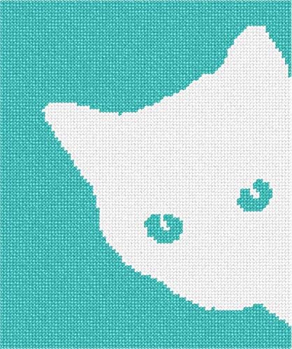 комплект за бродиране pepita: Бяла котка Зад ъгъла, 7 x 8