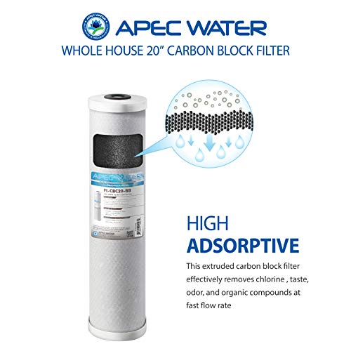 Заменяеми филтър за вода APEC Water Systems 20 за цялата къща с висока степен на навлизане на въглеродни блок (FI-CBC20-BB)