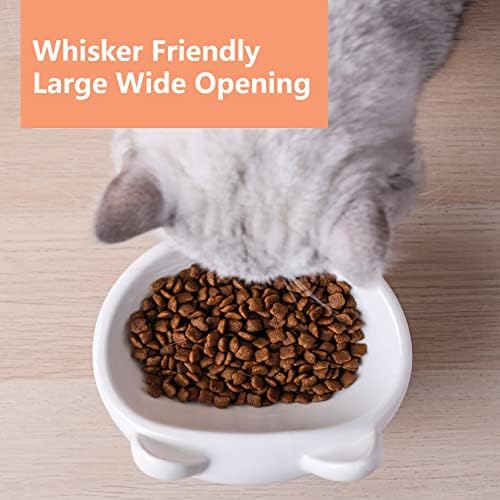 Колекция от керамични Котешки мисок за суха влажна храна за котки, Повдигнати Купата на домашни животни, голям отвор, предпазва