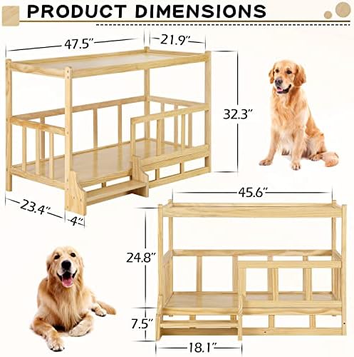 Дървена рамка за легло за кучета YOLENY, Мебели за кучешки конуры, Поставка за легла за кучета, идеална за по-големи