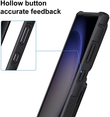 Калъф за телефон HJCMikee за Samsung Galaxy S23 Ultra (2023), устойчив на удари свалящ-портфейл за телефон с плъзгача на обектива и защитно фолио за обектива на Galaxy S23 Ultra 6,8 инча - Чере?