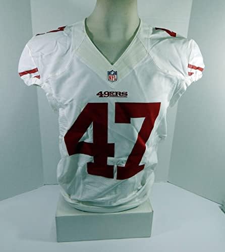 2012 San Francisco 49ers #47 Game Пуснати на Бялата фланелка 44 DP34773 - Използваните тениски За игри NFL Без подпис