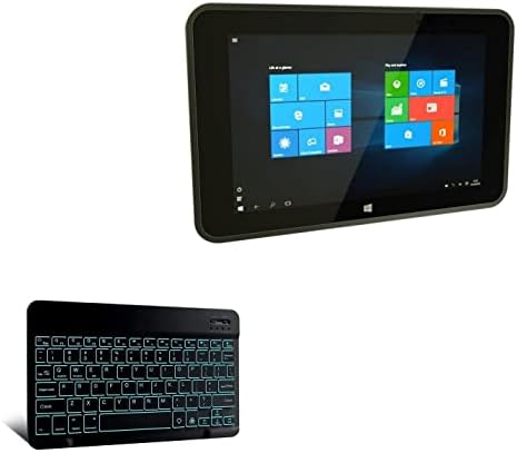 Клавиатурата на BoxWave, съвместима с NCR Tablet 7779 (8,4 инча) - Клавиатура SlimKeys Bluetooth - с подсветка, Преносима клавиатура с удобен подсветка за NCR Tablet 7779 (8,4 инча) - Черно jet black