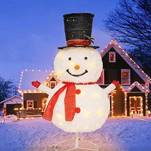 Коледна украса за двора под формата на Снежен човек на открито, 75 светодиоди с 8 Режима на осветление, Предварително текущ