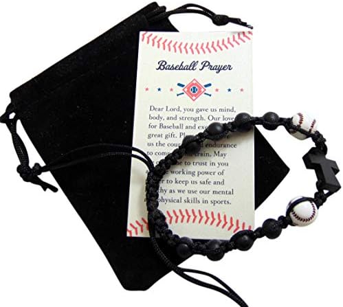 Подаръчен Комплект Бейзбол Гривни Westmon Works за момчета или Момичета, с Молитва Карта и Велюровой чанта на