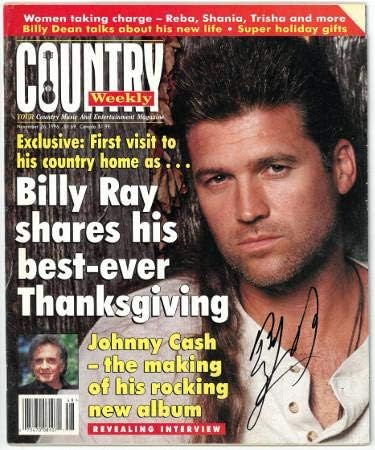 Били Рей Сайръс подписва договор със списание Country Седмицата на 26 ноември 1996 г. - Холограма #EE61378 (Без етикет) - Сертифициран от JSA - Музикални списания