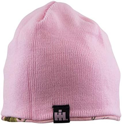 Дамски шапка-бини International Harvester, Розова Камуфляжная шапка Зимна шапка в същия размер, Руно с Реверсивным логото на IH, Официално Лицензирани