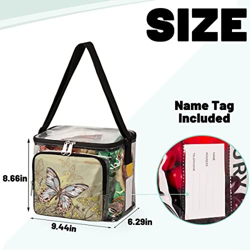 Реколта Прозрачна чанта с цветен Модел на Пеперуда, Одобрен Стадион, Чанта-тоут с Дръжки, Прозрачна Чанта през