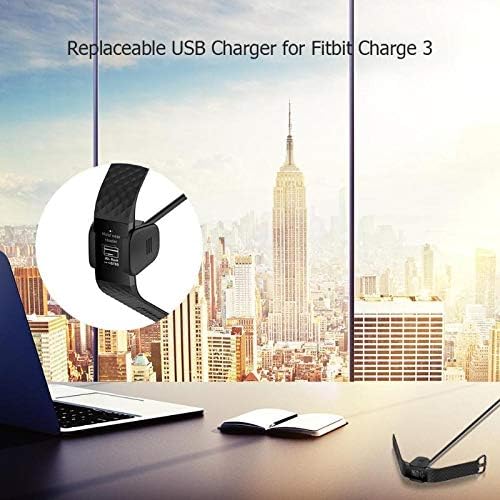 [Комплект от 2 теми] Кабел за зарядно устройство, Съвместим с Fitbit Charge 3 /Charge 4, Разменени Кабел за зарядно устройство със зарядно устройство USB за смарт часа Fitbit Charge 3 /Cha
