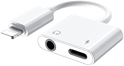 Смарт Адаптер за слушалки, 2 в 1 с конектор Lightning на 3.5 мм AUX Audio Jack, Зарядно устройство, Сплитер, който е Съвместим с iPhone 14/13/12/11/XS/XR/X/8/iPad, Аудио-ключ, Поддръжка на всички с