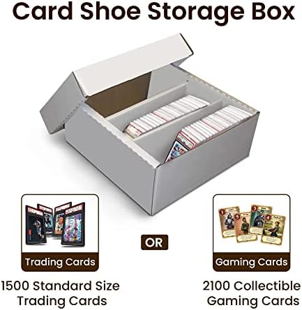 Кутия за съхранение на 1500 картички - за събиране на търговски и игрални карти, баскетболни, футболни, отбори, игри и други карти с разделители и капак. (1 опаковка)