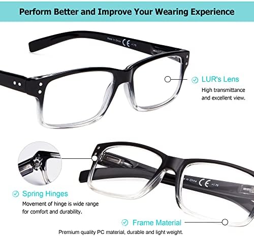 LUR 6 опаковки класически очила за четене + 4 опаковки стилни очила за четене (общо 10 двойки ридеров + 1,25)