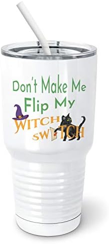 Чаша за вещици PixiDoodle Black Cat с Непроливающейся капака-слайдер и Силиконовата сламена шапка на Вещица за Хелоуин (чаша височина 20 грама, бяло)