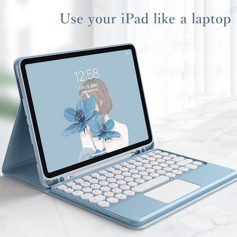YEEHi Клавиатура със сензорен панел за iPad Air 5-то поколение Air 4-то поколение Калъф за клавиатура с Мишка Кръгла