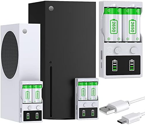 MENEEA 2x2650 mah Акумулаторни батерии със зарядно устройство за Xbox Series S/X, Xbox One, контролер за Xbox One S/X, Xbox One Elite, Комплект аксесоари за висока скорост на зареждане, докинг ста