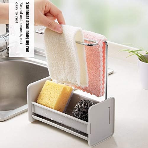 Притежателят на кухненска гъба GUANGMING - Sink Caddy, свободно стояща простор за кухненски кърпи с Двойно източване,