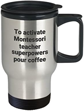 Чаша За Пътуване На Учителите Монтесори - Забавно Саркастическая Термоизолированная Обучение Кафеена Чаша От Неръждаема Стомана Superpower В Подарък