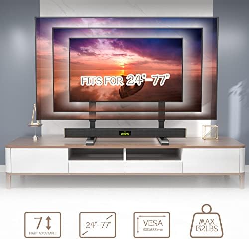 Универсална поставка за телевизор, Настолна поставка за телевизор, Подменяйки повечето LCD LED телевизори с размер на екрана от 24 до 77 см, 7 Регулируеми на височина кра