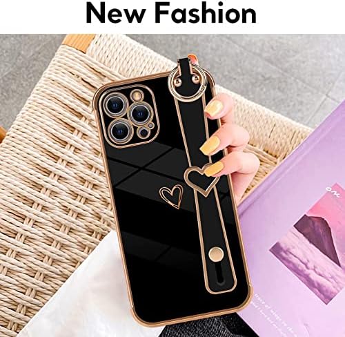 Uioeua е Съвместим с калъф iPhone 12 Pro Max за жени и момичета, меко TPU, скъпа гривна с покритие покритие във формата на сърце, Броня, държач, луксозен калъф със защита от надра?