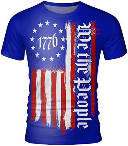 Bmisegm Летни Мъжки Спортни Ризи, Мъжки 1776 Независимост Което Променя Цвета Флаг Пролет Лято Свободното Време, Спорт Многослойни