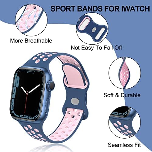Силиконови въжета Gleiven, Съвместими с каишка на Apple Watch, Меки силиконови Спортни въжета, Взаимозаменяеми Каишка iWatch Series SE 7 6 5 4 3 2 1 за жени и мъже
