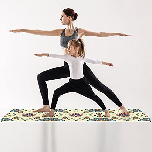 Дебел нескользящий постелката за йога и фитнес 1/4 с принтом Мандала в стил Бохо в индийски стил Ретро стил за практикуване