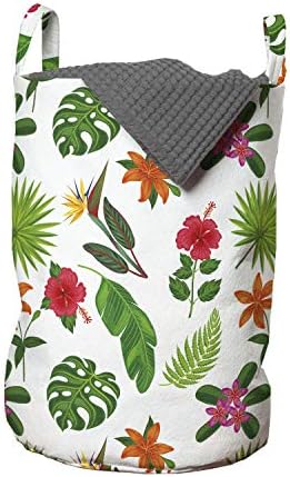 Чанта за дрехи Ambesonne Jungle Leaves, Цветя и Насаждения всички нюанси на зелено и ярки цветове на Лятото,