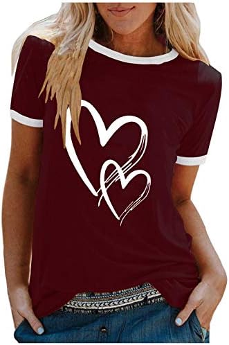 Дамски Ежедневни блузи Neartime, Модна тениска с къс ръкав Сърцето си за Любовта, свободна блуза с кръгло