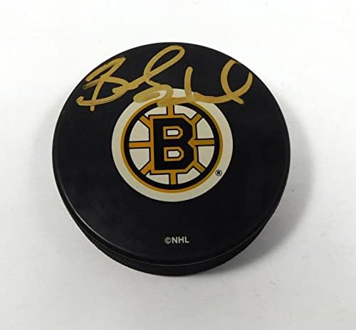Блейк Уилър Подписа Сувенири Хокей шайба НХЛ YourSportsMem Bruins Auto - за Миене на НХЛ с автограф