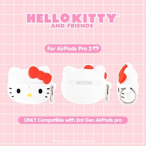 Калъф iFace x Sanrio Hello Kitty за AirPods Pro 2 е съвместим с AirPods 2nd Gen Pro - Сладък силиконов защитен калъф Hello Kitty и Friends [Карабина в комплект] [Съвместим с безжична зареждане]