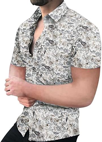 Мъжки ризи, Стилни Ежедневни Мъжки Пролетно-лятна Мода Горната Риза С Принтом, Ежедневни Ризи с Копчета С Ревери,