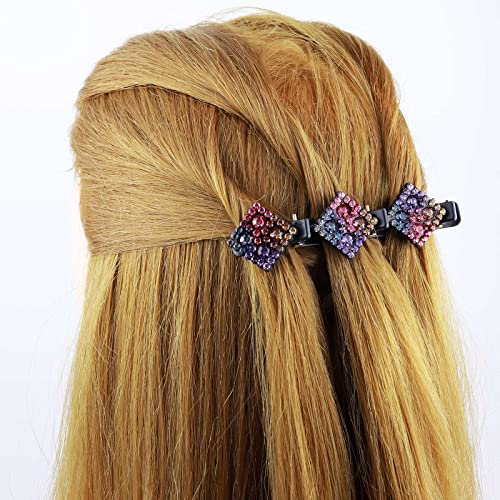 6 БР. Плетени Щипки за коса, за жени, Искрящи Кристални Игли за Коса, Шнола за коса във формата на Птицечовка С 3 Малки
