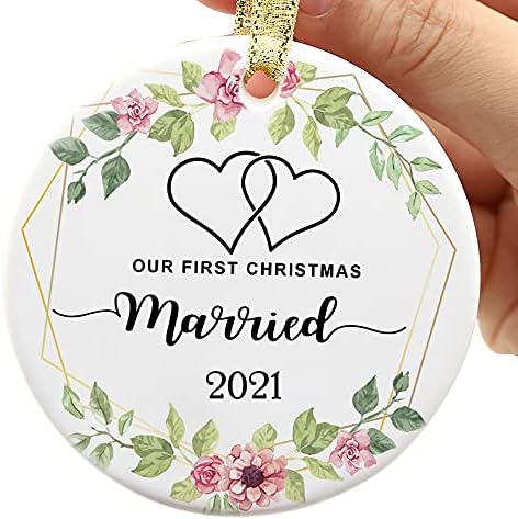 Първата ни Сватбена Украса За Женени за Коледа 2021 г., Първата Ни Коледна Украса 2021 Г., Сватбен Подарък За Спомен
