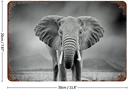 Африкански Слон Черен Метален Ретро Стенни Пана Подвесная Картина На Цялата Печат На Табела, Плакат Желязна Плоча Изкуството