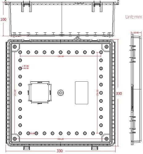 Външна електрическа кутия MAKERELE Пластмасов корпус Водоустойчив IP67 Разпределителните кутия с Прозрачен панел с катарами от неръждаема стомана, 13 × 13 × 5,1 инча (330 ×330 ?
