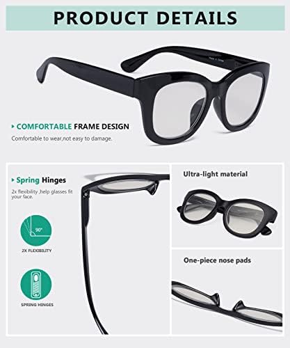 Eyekepper 4-Pack Извънгабаритни Прогресивно Многофокусные Очила За Четене Женски Синя Светлина, Блокиране На Трифокальные