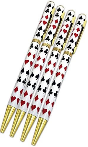 JYW - Комплект Щастливият Джим Четири Дръжки за моста /покер / карти за игра + 4 Пълнители + Подарък кутия
